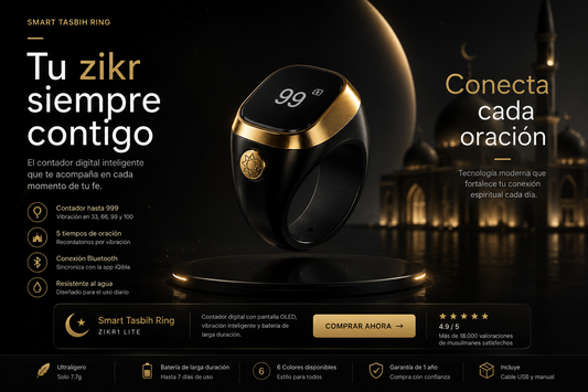 Smart Tasbih Tally Digital Counter for Muslims Tasbeeh Zikr Ring 5 Prayer Time Vibration Reminder Waterproof